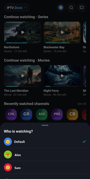 Profiles on an Android phone
