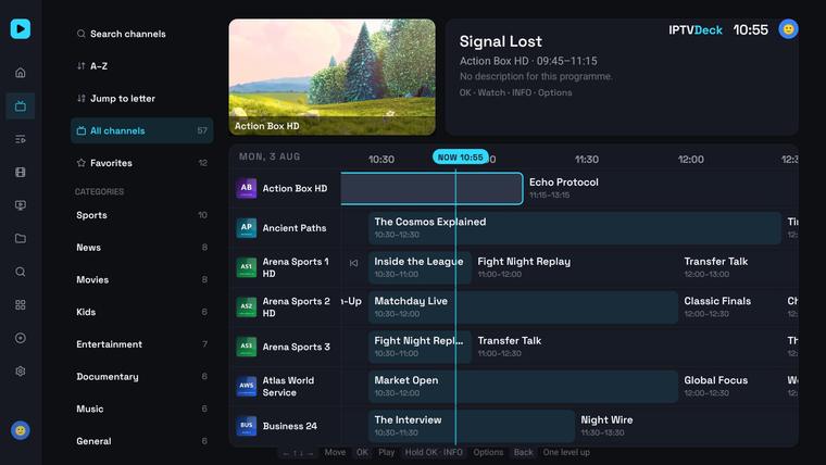 The full programme guide on Android TV