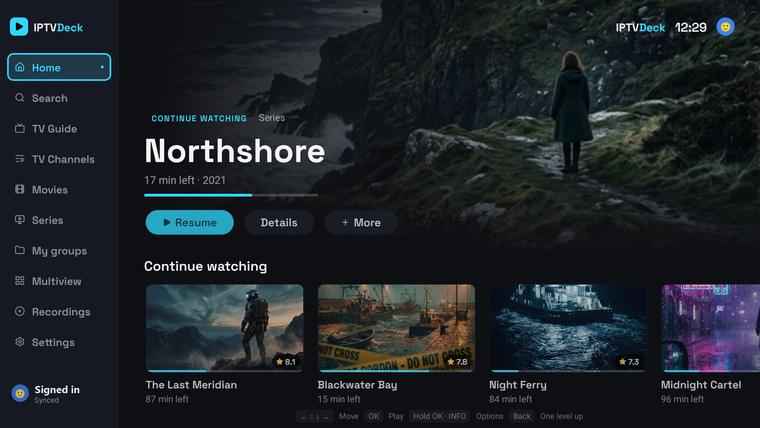 Home screen on Android TV