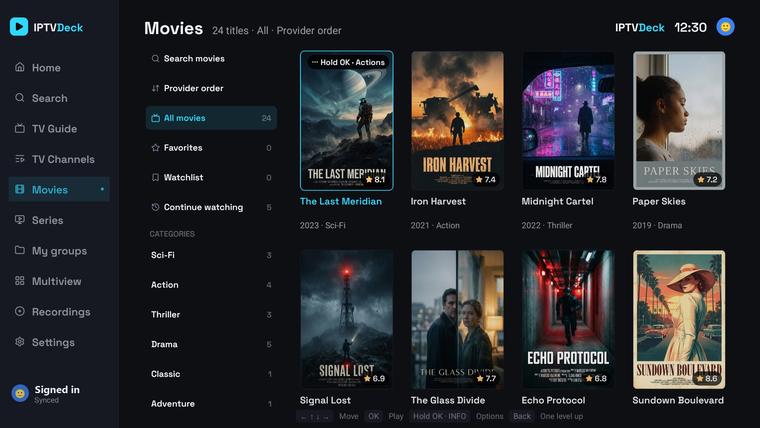 The movie wall on Android TV