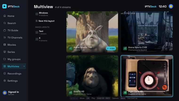 Four channels at once in multiview