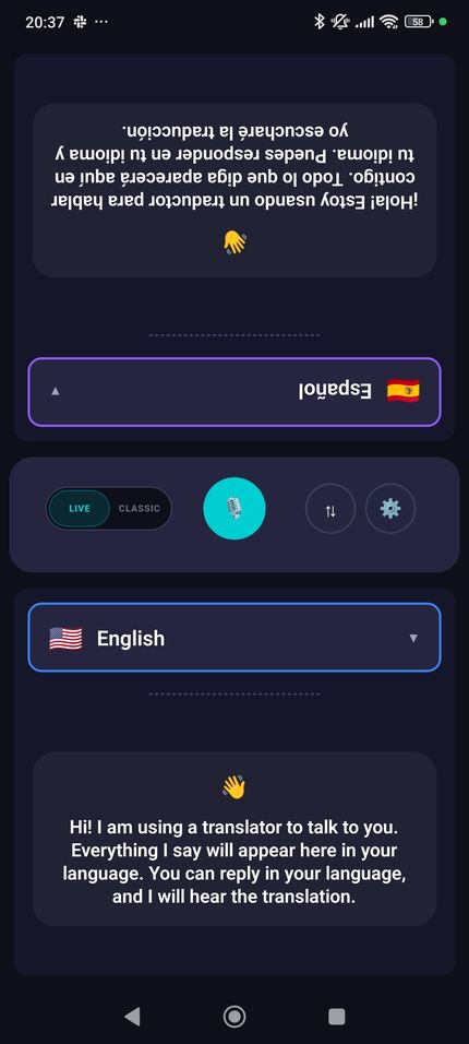Face2Face AI Translator running on a phone