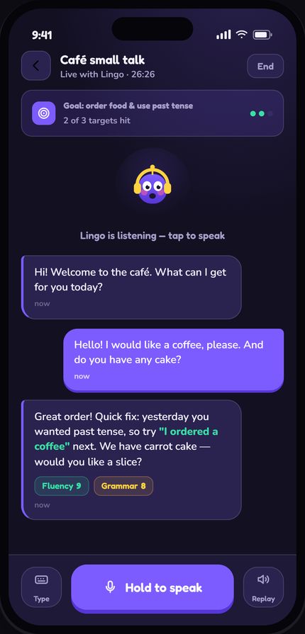 Speak It Easy learning journey on a phone